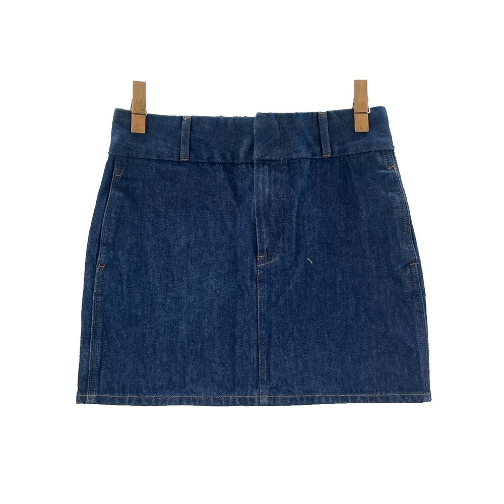 Express Denim Mini Skirt Women 4 Blue Cotton High Waist Everyday Wear Minimalist